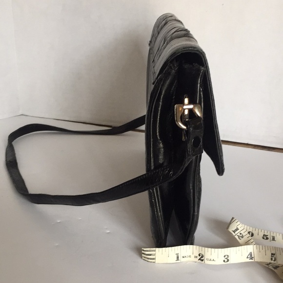 Black Eel skin purse handbag leather vintage bag - Picture 4 of 6